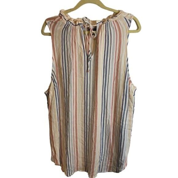 Torrid Ivory Striped Pullover Tank Top with Neck Tie Detail Size 4x 26 - Picture 4 of 9